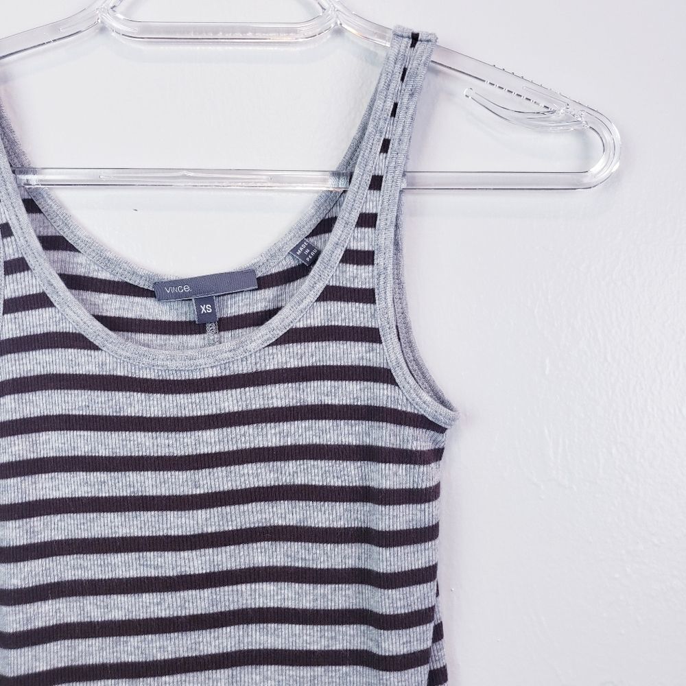 Vince Striped Ribbed Heathered Tank Top - Picture 4 of 8